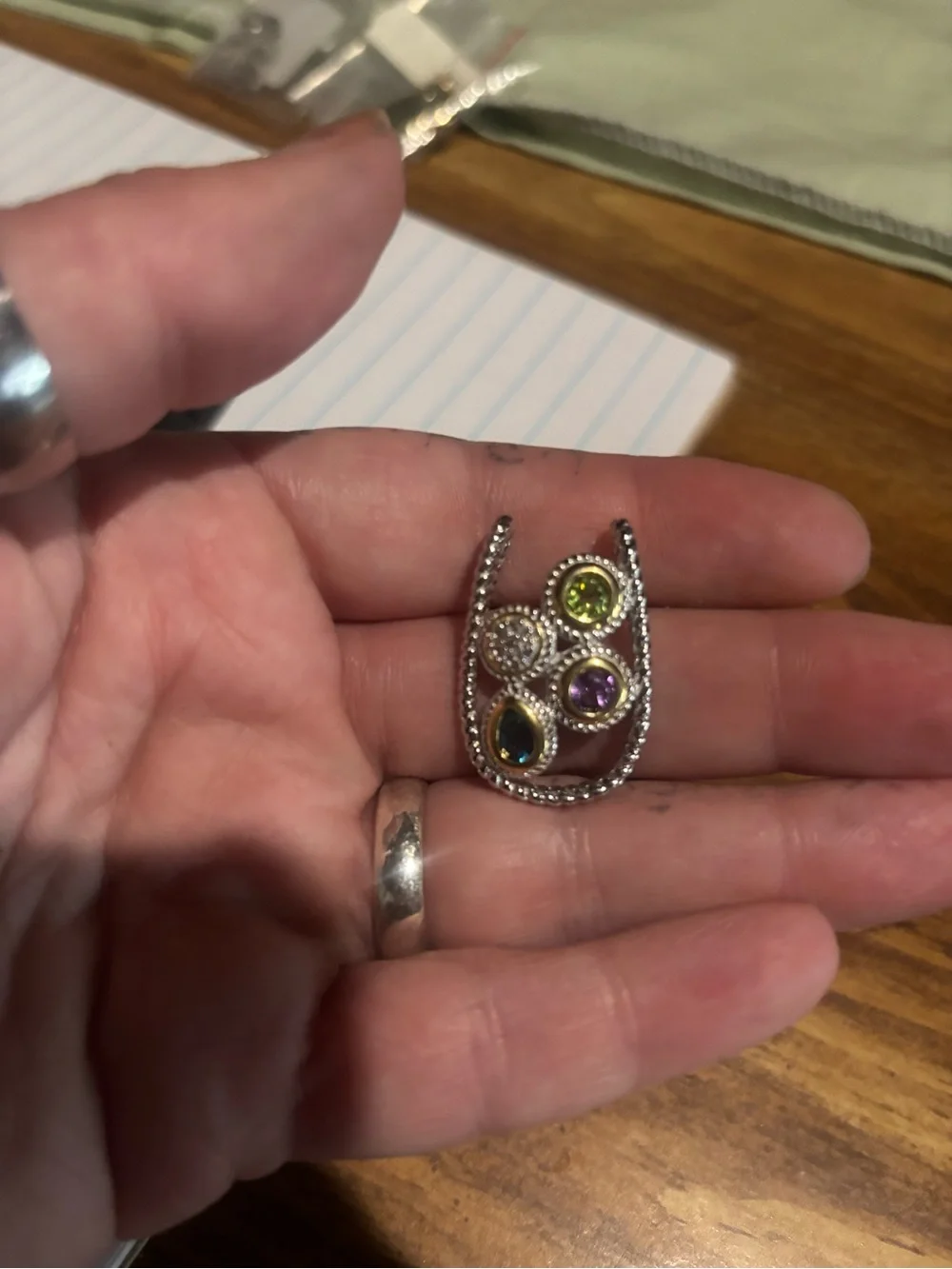 18kg over sterling silver pendant! 1.69cts multi color stones! Gorgeous piece!